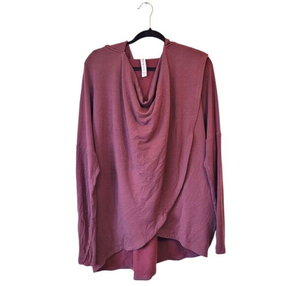 Athleta Women's Maroon Crossover Front Hooded Modal Blend Workout Top Size XL - Picture 1 of 5